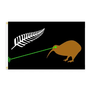Новая Зеландия Серебряный папоротник и лазерный глаз киви флаг 3x5 футов