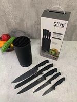 Ensemble de 6 couteaux de cuisine avec bloc, toucher doux, populaire sur le marché russe en ligne, en stock