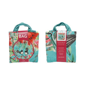 Hoogwaardige zonnegele mintgroene vogeldesign polycanvas modieuze digitaal bedrukte draagbare polyester promotionele tassen - Product Image 2