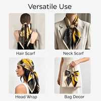 Foulard carré en satin en gros pour femmes 70x70cm, bandana de mode pour le cou et la tête, impression numérique personnalisée, OEM ODM 1026