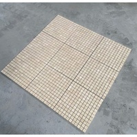 Mosaïque de carreaux en marbre naturel ivoire poli, petits carrés, montés sur grille, pour salle de bain, cuisine, crédence, spa, villa, décoration de sol