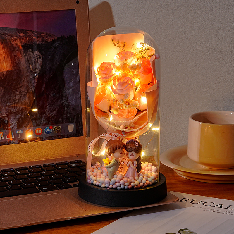 11*22 elsa rosa 7 fiori + coppia romantica