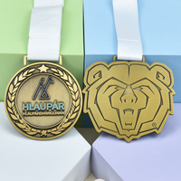 Médaille de finisseur de tournoi personnalisée en émail souple plaqué or, argent ou or rose antique avec ruban imprimé