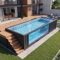 Piscine conteneur à vendre, piscine extérieure préfabriquée de 20 pieds avec couverture et système de chauffage pour la vente en gros aux centres de villégiature