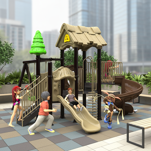 Parc d'aventure commercial équipement de terrain de jeu pour enfants toboggan en plastique préscolaire ensemble de balançoire aire de jeux pour enfants en plein air - Product Image 1