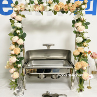 Présentoir de Fleurs pour Mariage, Support de Plat Chafing, Ensemble Buffet, Centre de Table Luxe Or, Plat de Service Traiteur