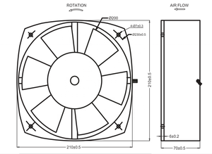 Meixing 200fzy2-d 220V-240V duy nhất mặt bích AC tụ dòng chảy Quạt hướng trục 210x210x70mm Quạt làm mát 8 inch 210mm Quạt thông gió - Product Image 3