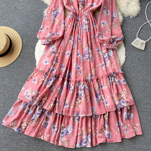 Abito invernale a <span class=keywords><strong>maniche</strong></span> <span class=keywords><strong>lunghe</strong></span> Casual di nuova moda da <span class=keywords><strong>donna</strong></span> abbigliamento all'ingrosso con stampe floreali - Product Image 2