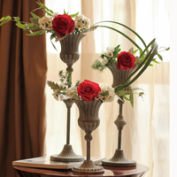 Pot Bunga Logam Gaya Vintage Rustic Farmhouse Multi-Ukuran & Warna Tekstur Batu Vas Meja Besi untuk Dekorasi Bunga Rumah, Pondok, Kafe