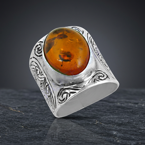 Amber Gemstone Oval Cut 925 Sterling Silver Unisex <b>Indian</b> <b>Ring</b> for Wholesale Jewelry Custom Party Suppliers - Product Image 2