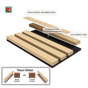 Dalle à lattes Panneau Acoustique-Bois-Panneaux muraux Déco Mur Bois 1X1 Chêne 9Mm Art Mdf 3D Acoustique Plafond Panneau Acoustique - Product Image 3