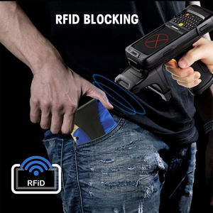 Portafoglio Sottile in Alluminio con Blocco RFID, Fermasoldi da Uomo, Porta Carte Antifurto da Viaggio, Accessorio Minimalista per Tasca Frontale con Cinturino Elastico - Product Image 4