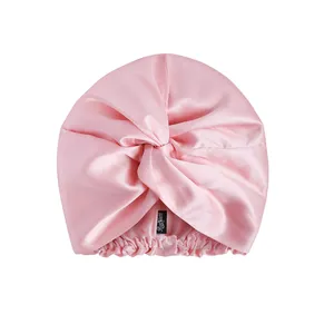 Meninas Elásticas Respiráveis Personalizadas Silk Turban Head Wrap Sleep hat Para Cabelo Várias Cores De Seda Orgânica
