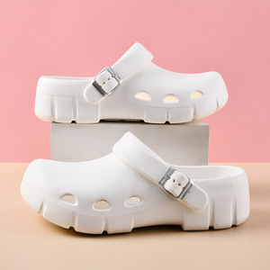 Women's Crocs Summer Non-Slip Thick Sole Hollow-Out Breathable Outdoor <b>Sandals</b> White EVA <b>Closed</b>-<b>Toe</b> Casual Wear - Product Image 1