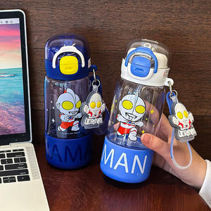 Ultraman Children's <b>Water</b> <b>Bottle</b> 500Ml Tritan Bpa Free <b>With</b> <b>Straw</b> For School Kids Backpack Accessory - Product Image 2