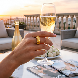 Bague plissée pain potelé Bijoux en acier au titane Bague en <span class=keywords><strong>or</strong></span> <span class=keywords><strong>18</strong></span> <span class=keywords><strong>carats</strong></span> galvanisée en acier inoxydable pvd à la mode - Product Image 5