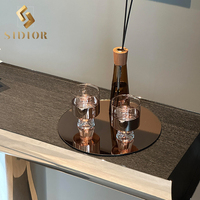 Table console d'entrée en bois de noyer noir haut de gamme avec miroir en métal argenté en acier inoxydable brillant Table longue de couloir