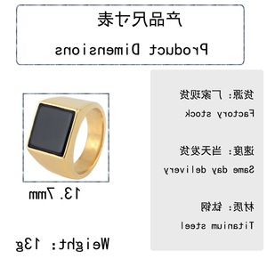 Yunnique – bague carrée en or pour hommes, avec incrustation noire, design géométrique, en acier inoxydable, style Punk, bijoux à la mode, cadeau - Product Image 2