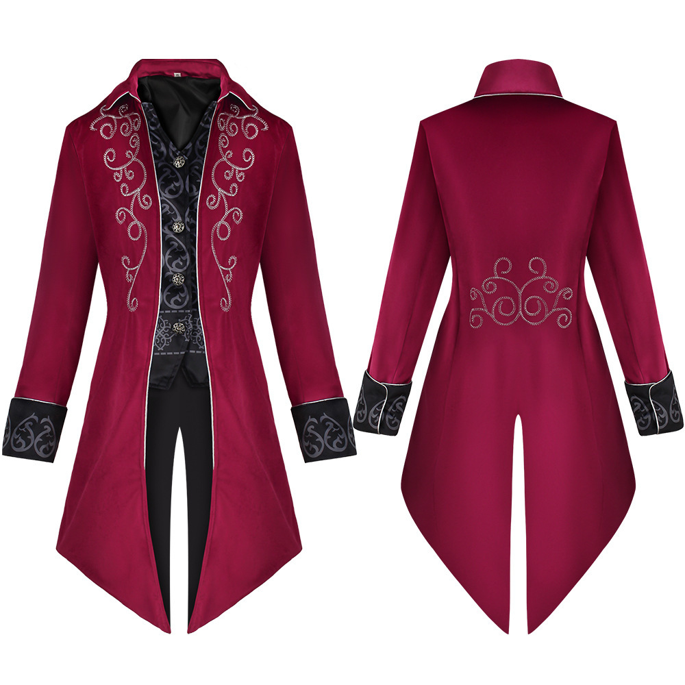 Silver-trimmed swallowtail coat red