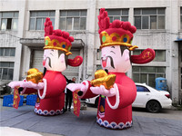 Dessin animé géant du dieu de la fortune gonflable rouge populaire pour la décoration du festival du Nouvel An chinois