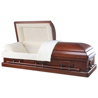 Ataúdes de Madera Sólida Estilo Americano de Alta Calidad, Fabricados en China, para Funerales con Asas Metálicas
