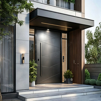 Portes d'entrée principales contemporaines de style américain Grandsea, portes pivotantes en aluminium, portes d'entrée extérieures noires pour maisons et villas