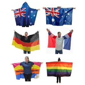 Groothandel Voetbalfan Juichende Nationale Dag Cape Alle Landen Custom Hooded Banner Nieuw-Zeeland Lichaamsvlag