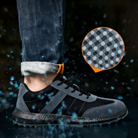 Chaussures de sécurité légères en toile et daim de vache, embout en acier 1100N, semelle PU double densité anti-perforation