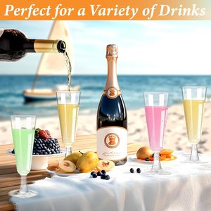 Verres à <span class=keywords><strong>champagne</strong></span> en plastique jetables légers BST de 5,5 oz, transparents, pour mariage, fête d'anniversaire, vin - Product Image 3
