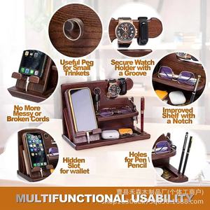 Organizador de escritorio de madera con soporte para reloj, teléfono, gafas y llaves, estante de almacenamiento para uso en el hogar y la oficina - Product Image 3