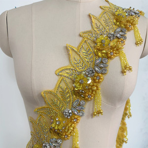 Accesorios de Boda al por Mayor, Encaje con Flecos de Perlas y Pedrería para Vestidos de <span class=keywords><strong>Novia</strong></span> y Decoración de Vestidos Formales - Product Image 4