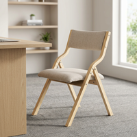 Chaise de bureau pliante portable, siège de conférence rembourré en tissu, structure en bois moderne, pour salle à manger, hôtel, espace de travail à domicile