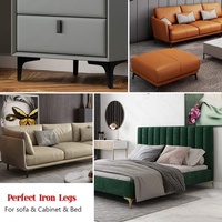 Paquete de 4 patas de metal negro mate de 4 pulgadas para muebles, patas resistentes y modernas para gabinetes de sala de estar (1,4 mm de grosor)
