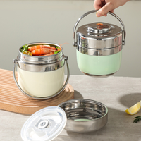 Récipient à riz double vide Pot en acier inoxydable 304 Ménage multicouche étanche Seau portable scellé Boîte isolée