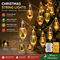 Guirlandes lumineuses de Noël à piles, décoratives, à suspendre, lumières féériques LED blanc chaud pour arbre de Noël, fête à domicile