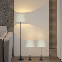 Lampes de table et de sol intelligentes LED classiques du milieu du siècle, abat-jour en tissu élégant pour chambre à coucher et salon, design du milieu du siècle