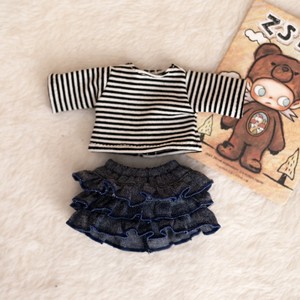 Vêtements pour poupées, accessoires, T-shirt rayé + jupe, ensemble pour poupée de 20 cm, 1/8, accessoires vestimentaires pour poupées - Product Image 1
