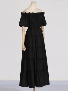 Gaun Prom Formal Terbaru Rok Bermotif Bunga Desain Spot Supplies Gaun Hitam untuk Acara Malam - Product Image 5