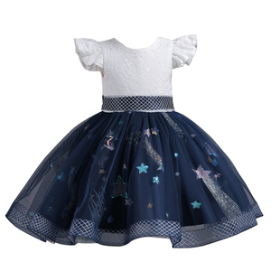 New fashion Shiny Girl Princess Dress Flying Sleeve child Girl Birthday Party Dress Multi layer Mesh dress for girl 2-10 year - Product Image 2