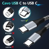 Câble USB C vers USB C 2m pour charge rapide et transfert de données PD 60W 20V 3A Type C Câble tressé en nylon pour Macbook Pro