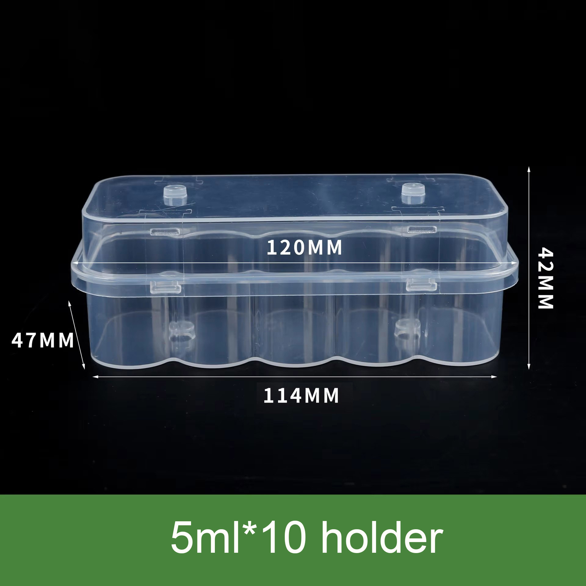 Soporte transparente para 10 viales de 5 ml
