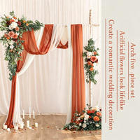 Kunstbloemen Chiffon Draperie Set van 5 Bloemstukken Ceremonie Bouquet Feestdecoratie Bruiloft Boog Achtergrond