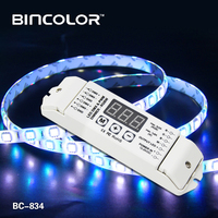 Contrôleur de lumière LED DMX Bincolor BC-834 4 canaux avec affichage RGBW, mode maître-esclave, décodeur DMX
