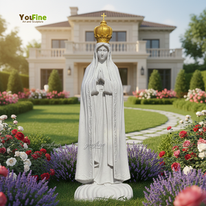 Statue de <span class=keywords><strong>la</strong></span> <span class=keywords><strong>Vierge</strong></span> de <span class=keywords><strong>Fatima</strong></span> en marbre naturel extérieur de jardin grandeur nature Sculpture portant une couronne - Product Image 1