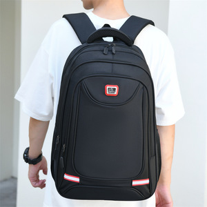 Student <b>Backpack</b> 15 Inches Computer Interlayer Unisex Everyday Use Solid Color <b>Black</b> Red Blue - Product Image 1