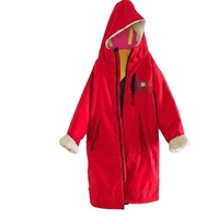 Vente en gros Nouveau design Robe de change chaude à manches longues doublée polaire pour la plage, Veste de surf et de natation, Poncho coupe-vent, Parka à capuche pour le surf