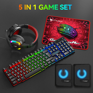 T-WOLF TF880 5IN1 Wired <strong>Gaming</strong> Keyboard <strong>Mouse</strong> Mousepad Headset Headphones Speaker Combos Set 104 Keys <strong>Gaming</strong> Keyboard Set for Pc - Product Image 4