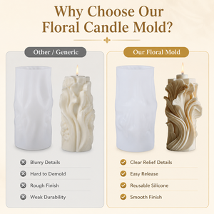 Stampo in <span class=keywords><strong>Silicone</strong></span> 3D per <span class=keywords><strong>Candele</strong></span> a Forma di Colonna Floreale, Stampo per <span class=keywords><strong>Candele</strong></span> Aromaterapiche con Fiori in Rilievo per Decorazioni Fatte a Mano - Product Image 6