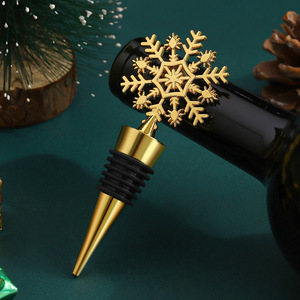 Christmas Metal Wine Bottle Stoppers With Snowflake Car Sleigh Deer Design Gold Color Ribbed Closure For Wine Bottles - Product Image 6