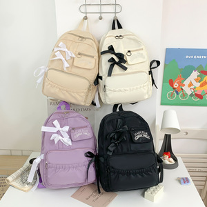 Fresh sweet <b>backpack</b> bowknot high-appearance fashionable cute cartoon bowknot <b>backpack</b> large capacity <b>backpack</b> - Product Image 1